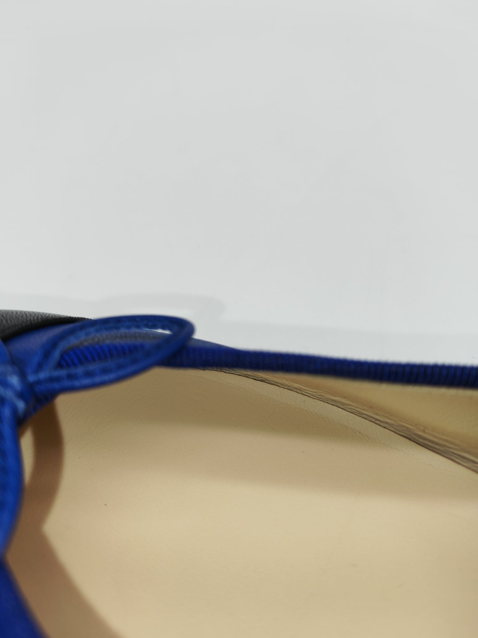 Cap Toe in Blue/Black Lambskin Leather Ballet Flats Size 37.5EU (23.5cm) | Purse Maison Luxury Bags Shop
