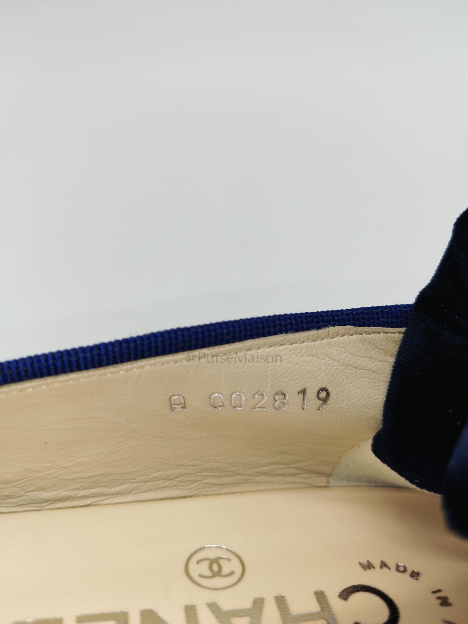 Cap Toe in Blue/Black Lambskin Leather Ballet Flats Size 37.5EU (23.5cm) | Purse Maison Luxury Bags Shop