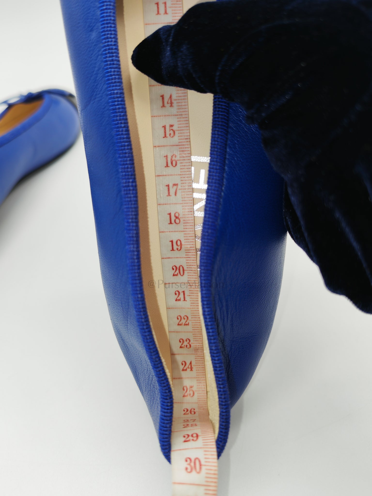 Cap Toe in Blue/Black Lambskin Leather Ballet Flats Size 37.5EU (23.5cm) | Purse Maison Luxury Bags Shop