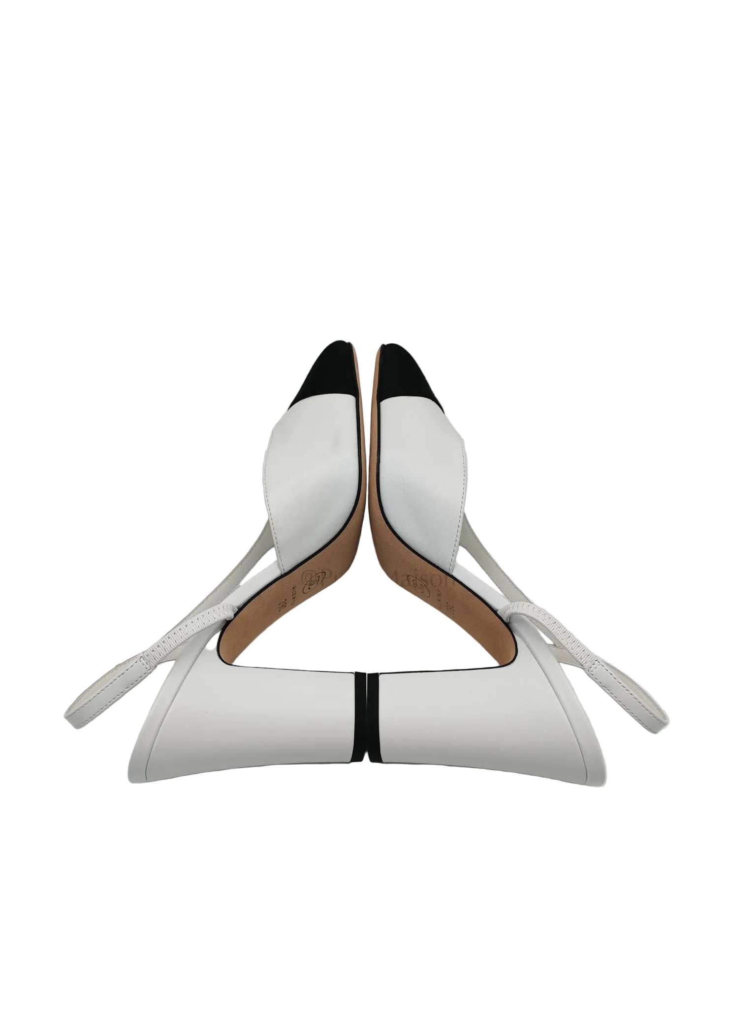 Cap Toe in White/Black Slingback Sandals Size 39EU (25cm) | Purse Maison Luxury Bags Shop