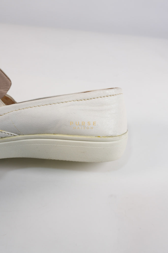 Cap Toe Silver & White Slip on Shoes Size 37.5 EU (25cm) | Purse Maison Luxury Bags Shop