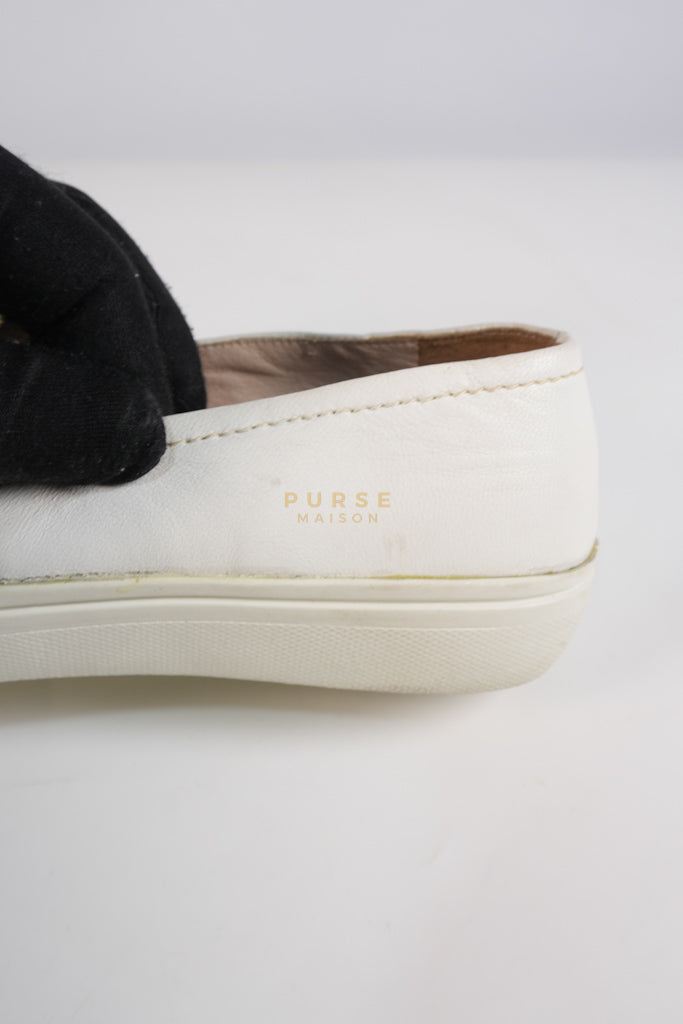 Cap Toe Silver & White Slip on Shoes Size 37.5 EU (25cm) | Purse Maison Luxury Bags Shop