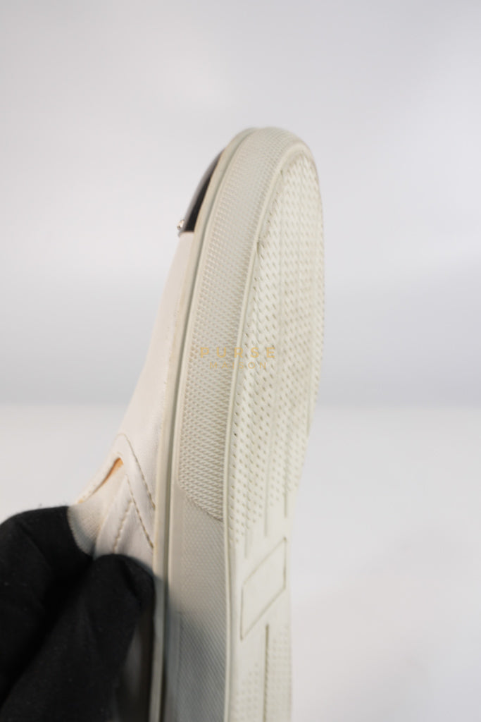 Cap Toe Silver & White Slip on Shoes Size 37.5 EU (25cm) | Purse Maison Luxury Bags Shop