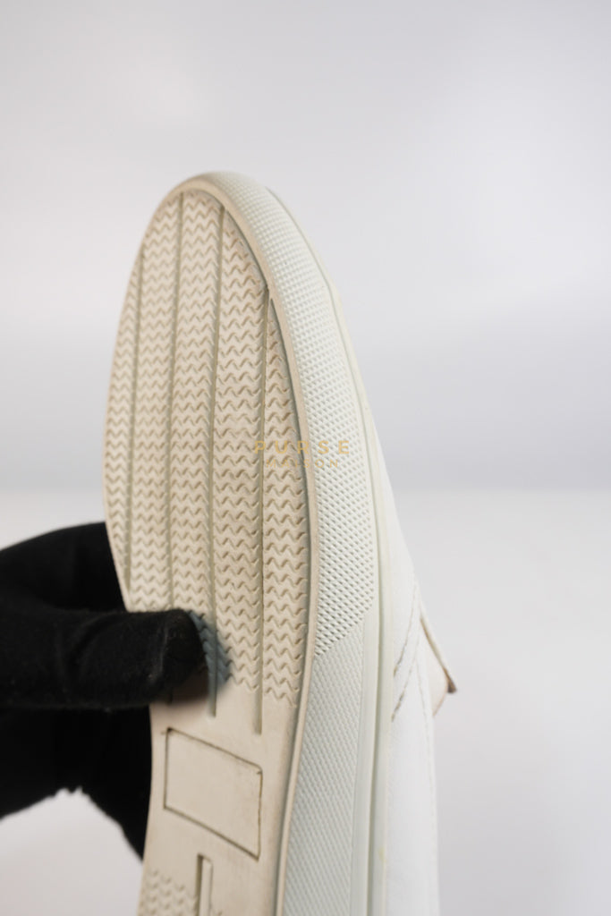 Cap Toe Silver & White Slip on Shoes Size 37.5 EU (25cm) | Purse Maison Luxury Bags Shop