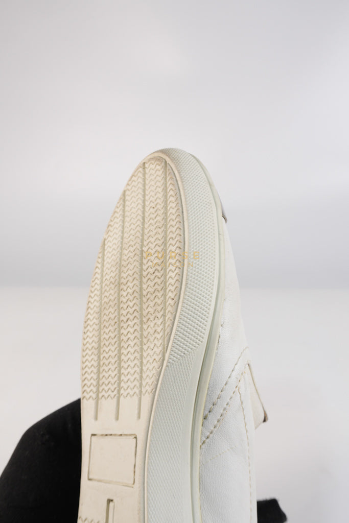 Cap Toe Silver & White Slip on Shoes Size 37.5 EU (25cm) | Purse Maison Luxury Bags Shop