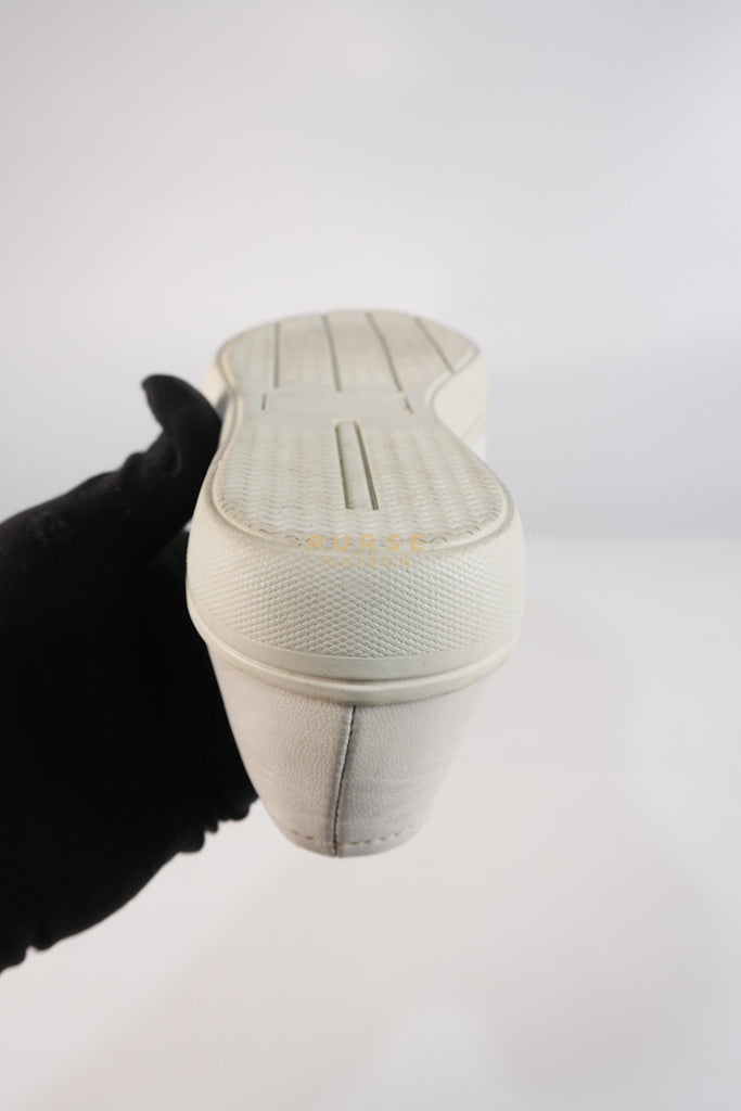 Cap Toe Silver & White Slip on Shoes Size 37.5 EU (25cm) | Purse Maison Luxury Bags Shop