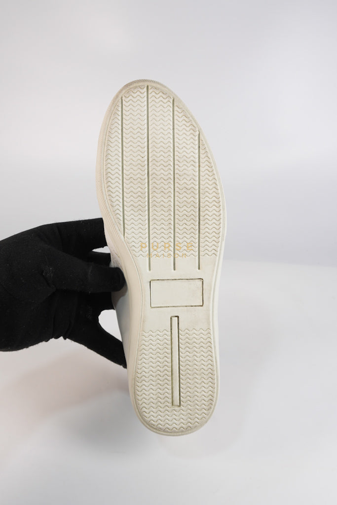 Cap Toe Silver & White Slip on Shoes Size 37.5 EU (25cm) | Purse Maison Luxury Bags Shop