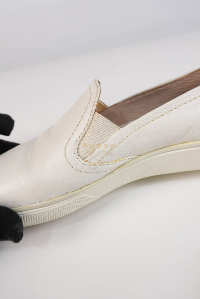 Cap Toe Silver & White Slip on Shoes Size 37.5 EU (25cm) | Purse Maison Luxury Bags Shop