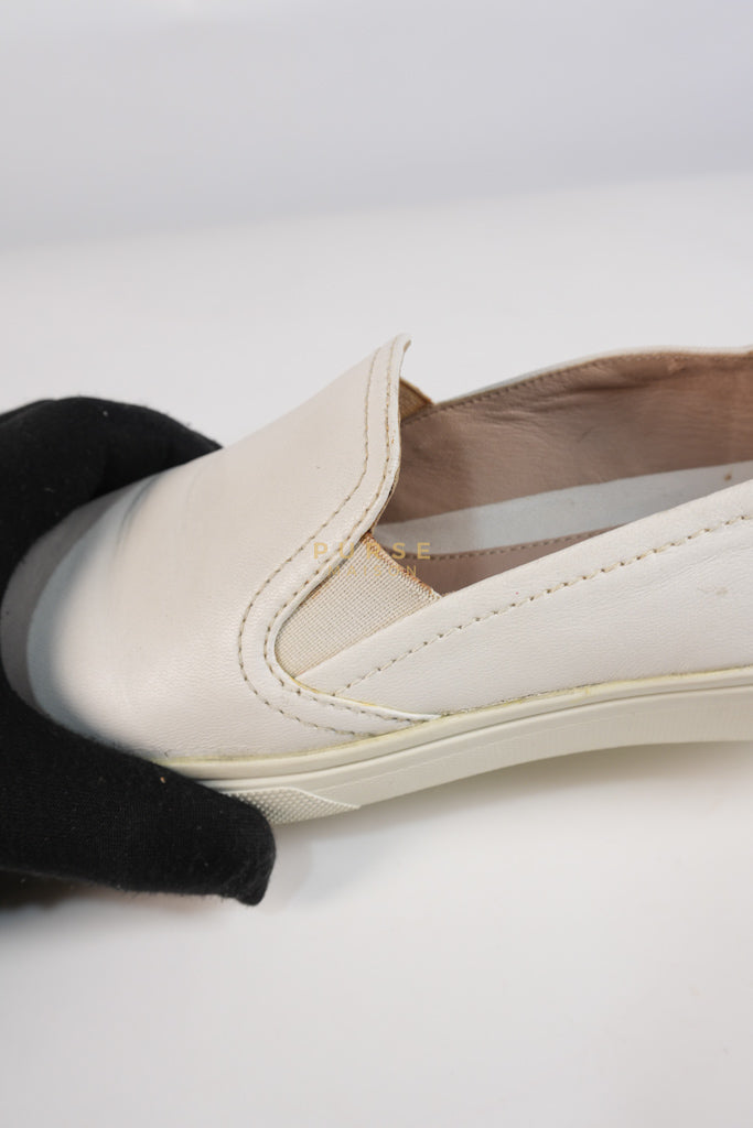 Cap Toe Silver & White Slip on Shoes Size 37.5 EU (25cm) | Purse Maison Luxury Bags Shop
