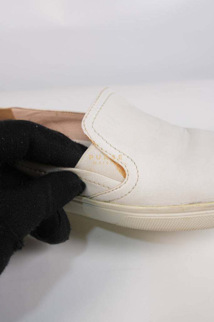 Cap Toe Silver & White Slip on Shoes Size 37.5 EU (25cm) | Purse Maison Luxury Bags Shop