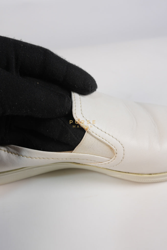 Cap Toe Silver & White Slip on Shoes Size 37.5 EU (25cm) | Purse Maison Luxury Bags Shop