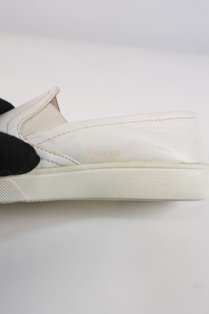 Cap Toe Silver & White Slip on Shoes Size 37.5 EU (25cm) | Purse Maison Luxury Bags Shop