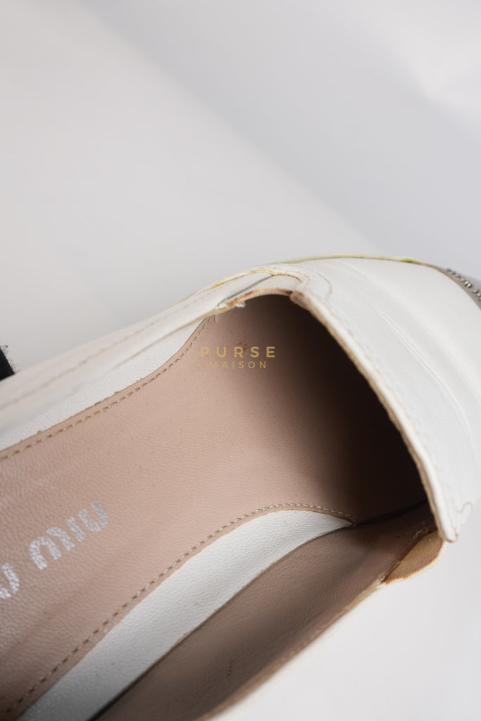 Cap Toe Silver & White Slip on Shoes Size 37.5 EU (25cm) | Purse Maison Luxury Bags Shop