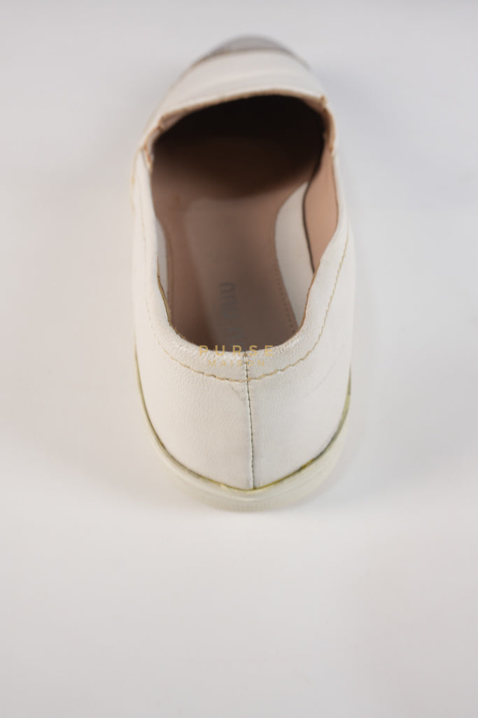 Cap Toe Silver & White Slip on Shoes Size 37.5 EU (25cm) | Purse Maison Luxury Bags Shop