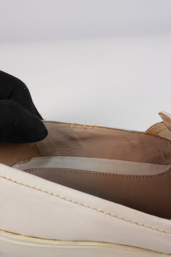 Cap Toe Silver & White Slip on Shoes Size 37.5 EU (25cm) | Purse Maison Luxury Bags Shop