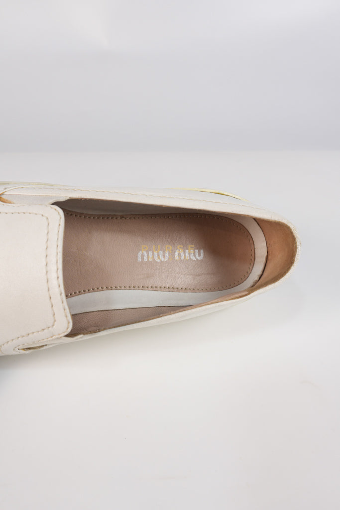 Cap Toe Silver & White Slip on Shoes Size 37.5 EU (25cm) | Purse Maison Luxury Bags Shop