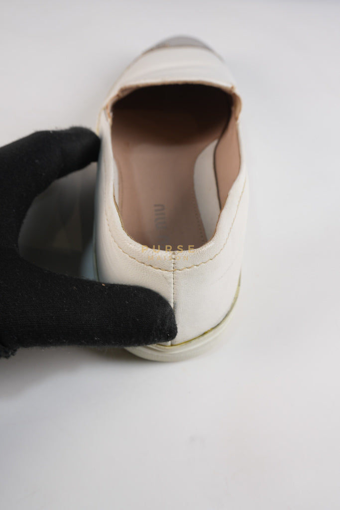 Cap Toe Silver & White Slip on Shoes Size 37.5 EU (25cm) | Purse Maison Luxury Bags Shop