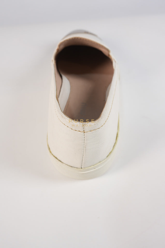 Cap Toe Silver & White Slip on Shoes Size 37.5 EU (25cm) | Purse Maison Luxury Bags Shop