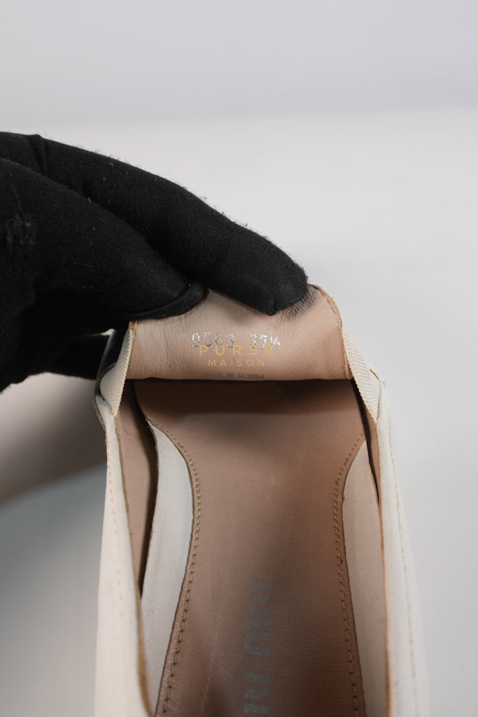 Cap Toe Silver & White Slip on Shoes Size 37.5 EU (25cm) | Purse Maison Luxury Bags Shop