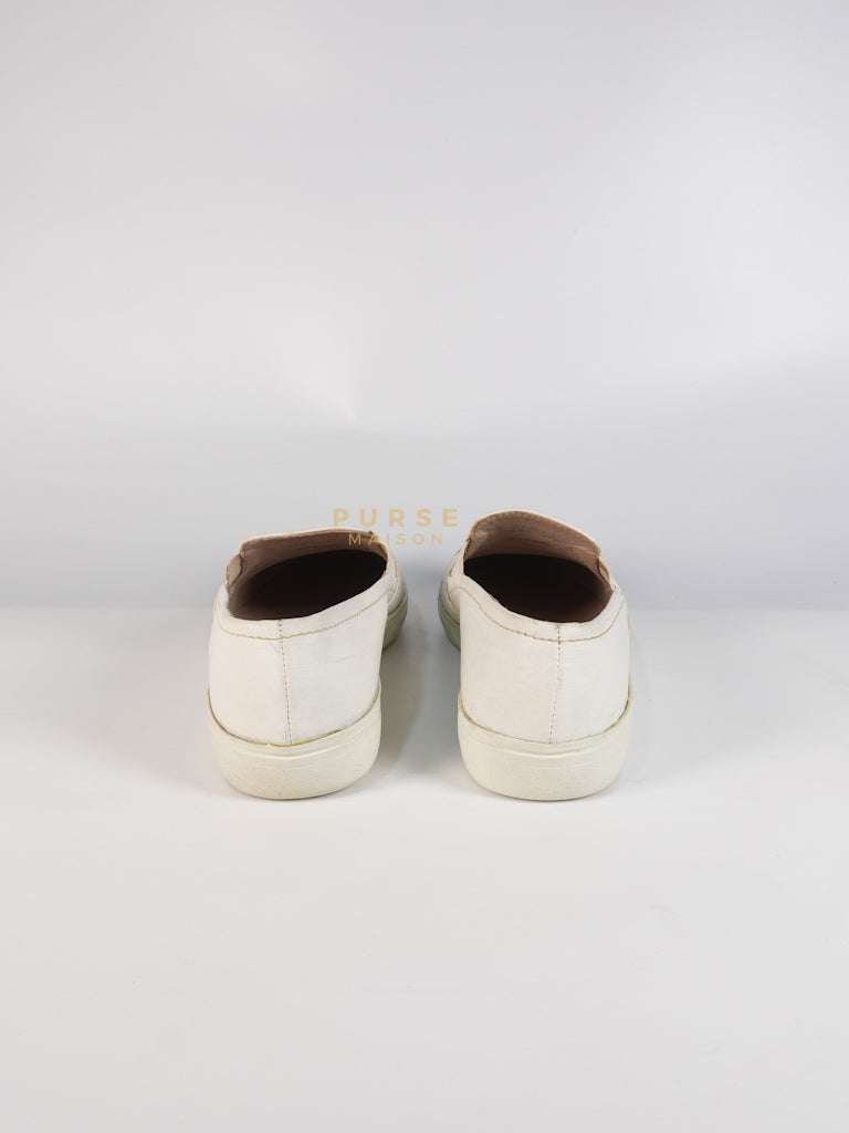 Cap Toe Silver & White Slip on Shoes Size 37.5 EU (25cm) | Purse Maison Luxury Bags Shop