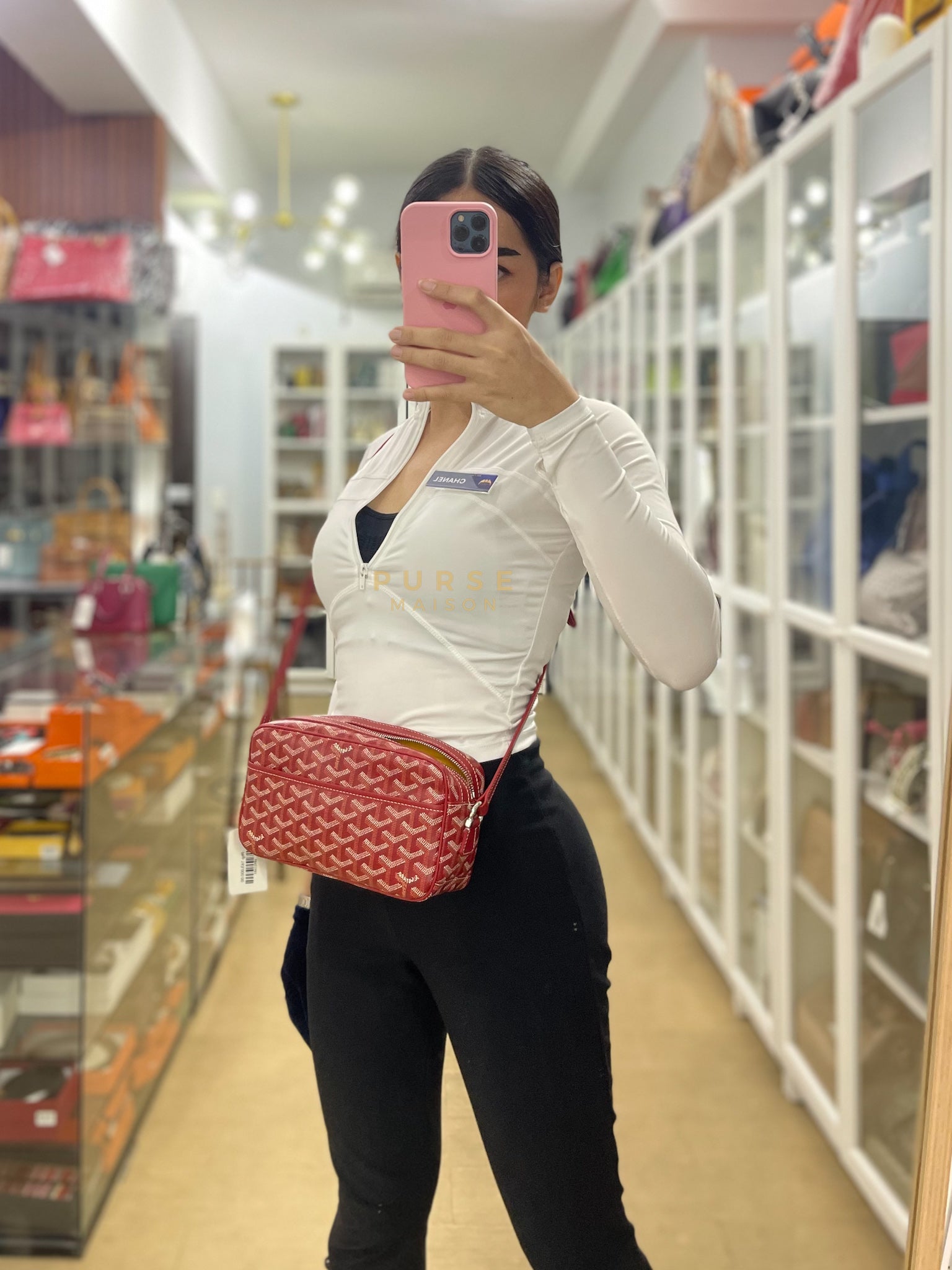 Cap Vert Red in Goyardine Canvas | Purse Maison Luxury Bags Shop