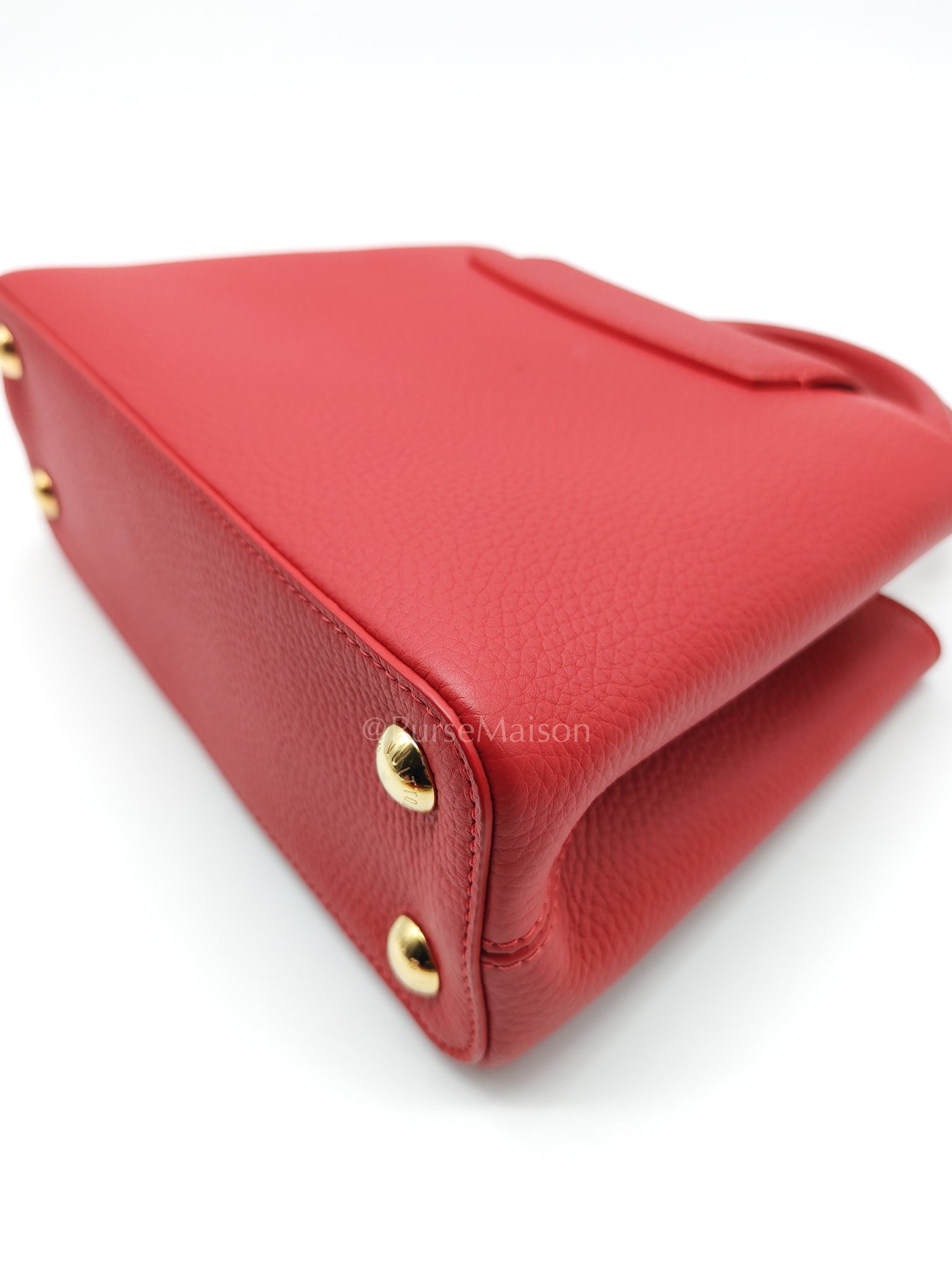 Capuccines BB in Red Taurillion Leather Two-Way Bag (Microchip) | Purse Maison Luxury Bags Shop