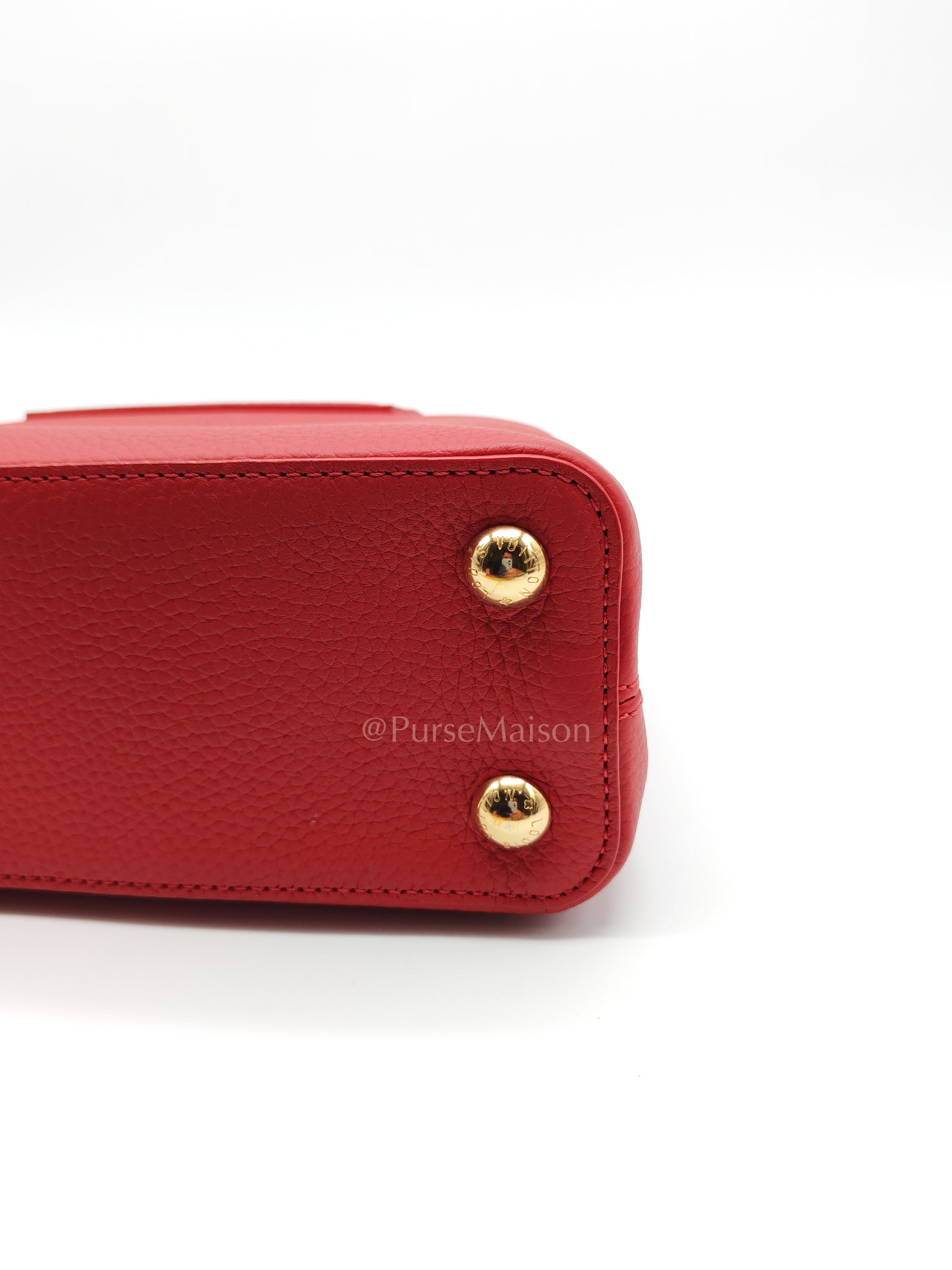 Capuccines BB in Red Taurillion Leather Two-Way Bag (Microchip) | Purse Maison Luxury Bags Shop