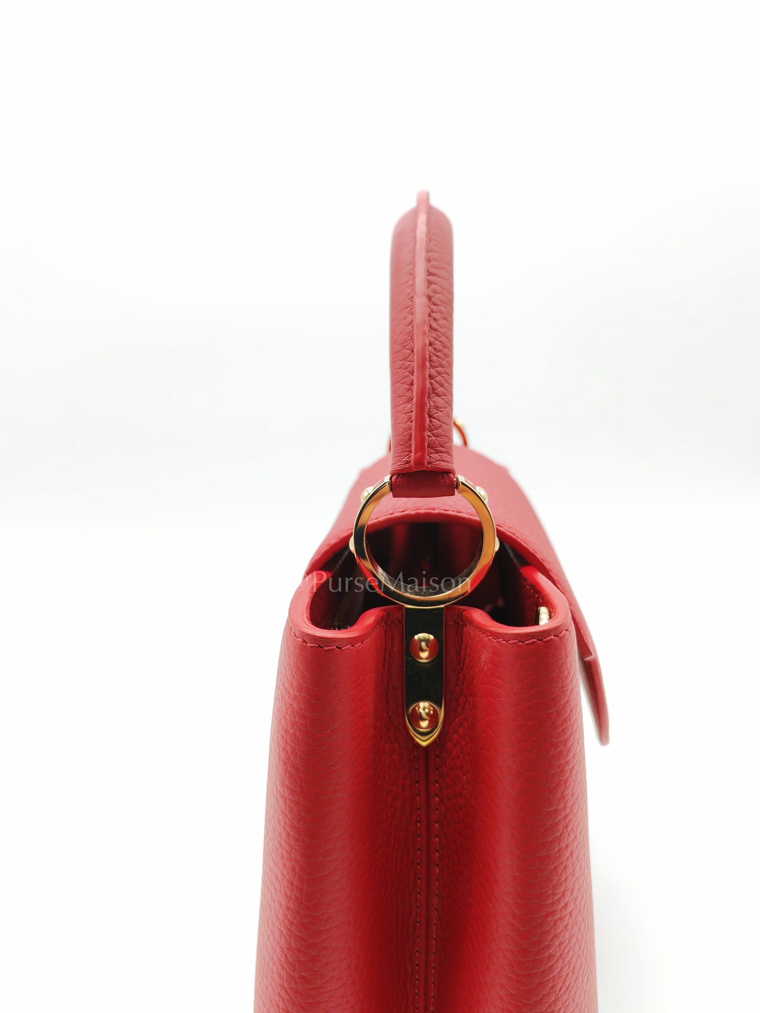 Capuccines BB in Red Taurillion Leather Two-Way Bag (Microchip) | Purse Maison Luxury Bags Shop