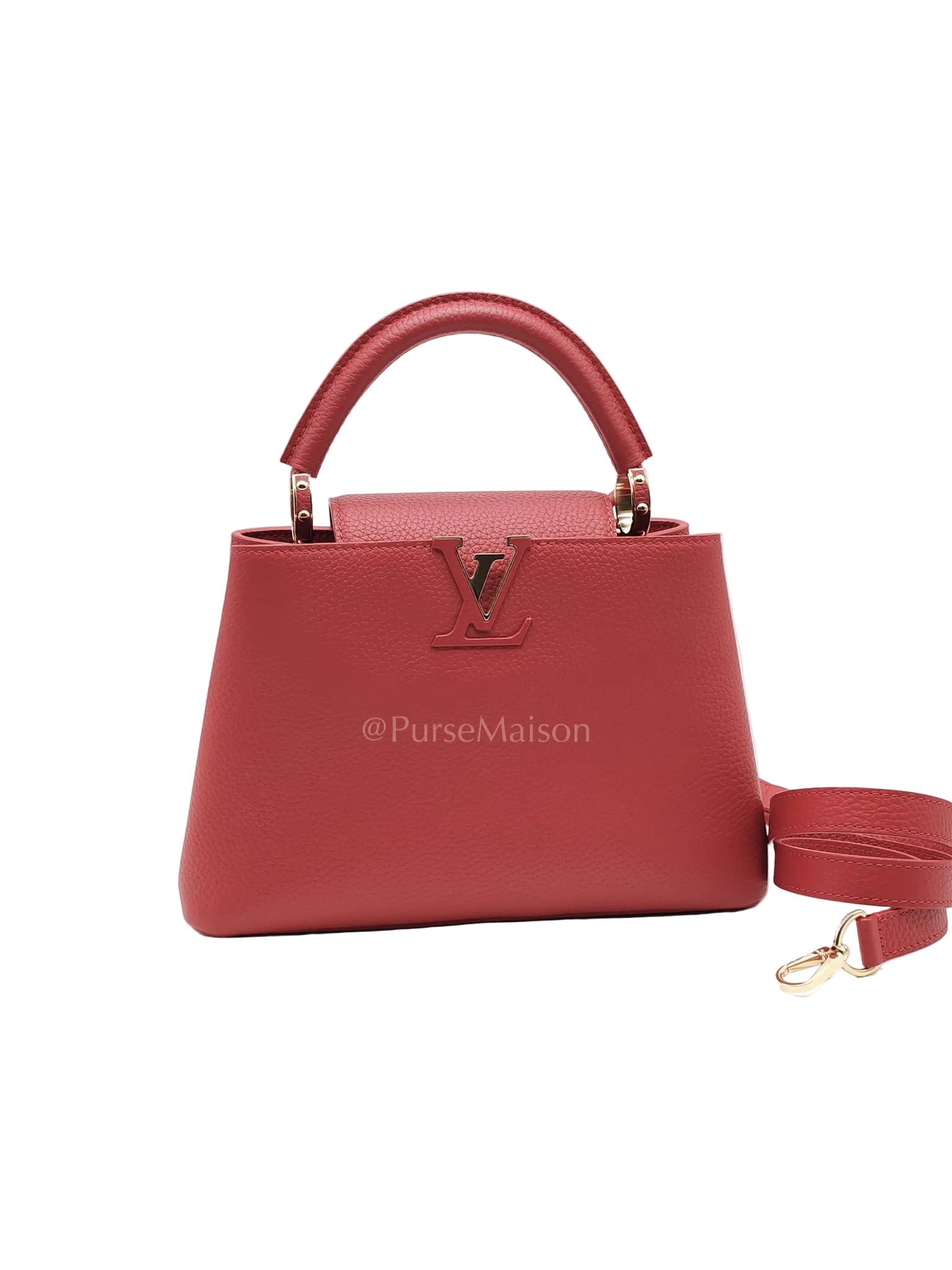Capuccines BB in Red Taurillion Leather Two-Way Bag (Microchip) | Purse Maison Luxury Bags Shop