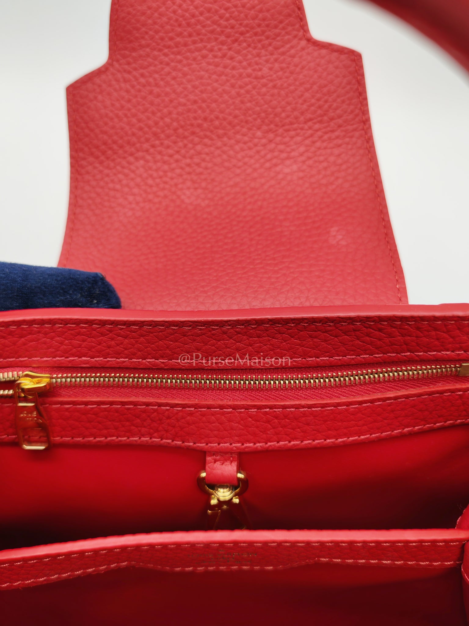 Capuccines BB in Red Taurillion Leather Two-Way Bag (Microchip) | Purse Maison Luxury Bags Shop