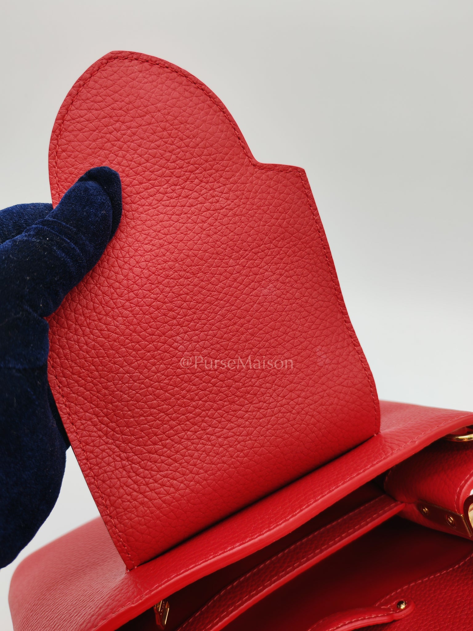 Capuccines BB in Red Taurillion Leather Two-Way Bag (Microchip) | Purse Maison Luxury Bags Shop
