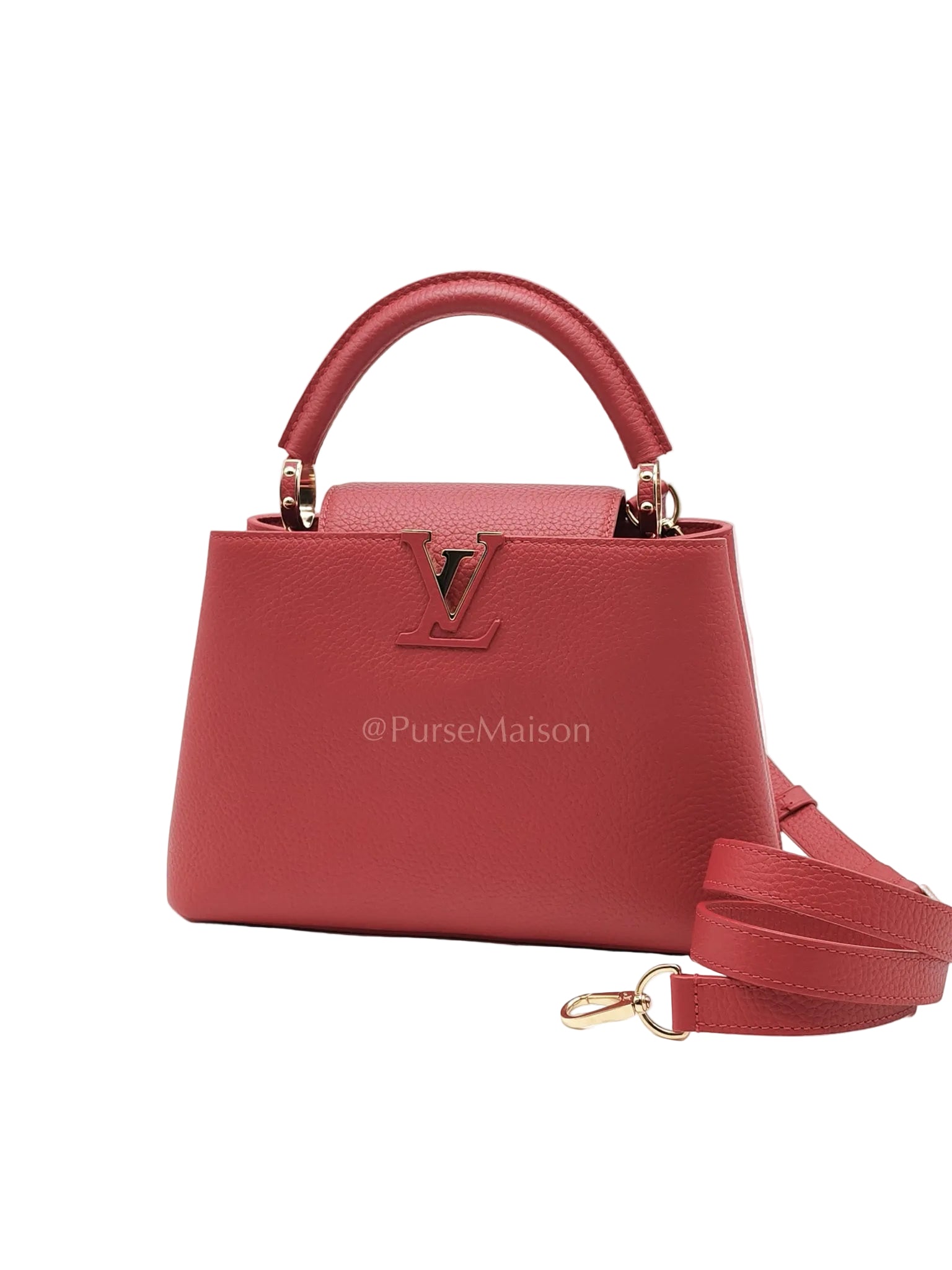 Capuccines BB in Red Taurillion Leather Two-Way Bag (Microchip) | Purse Maison Luxury Bags Shop