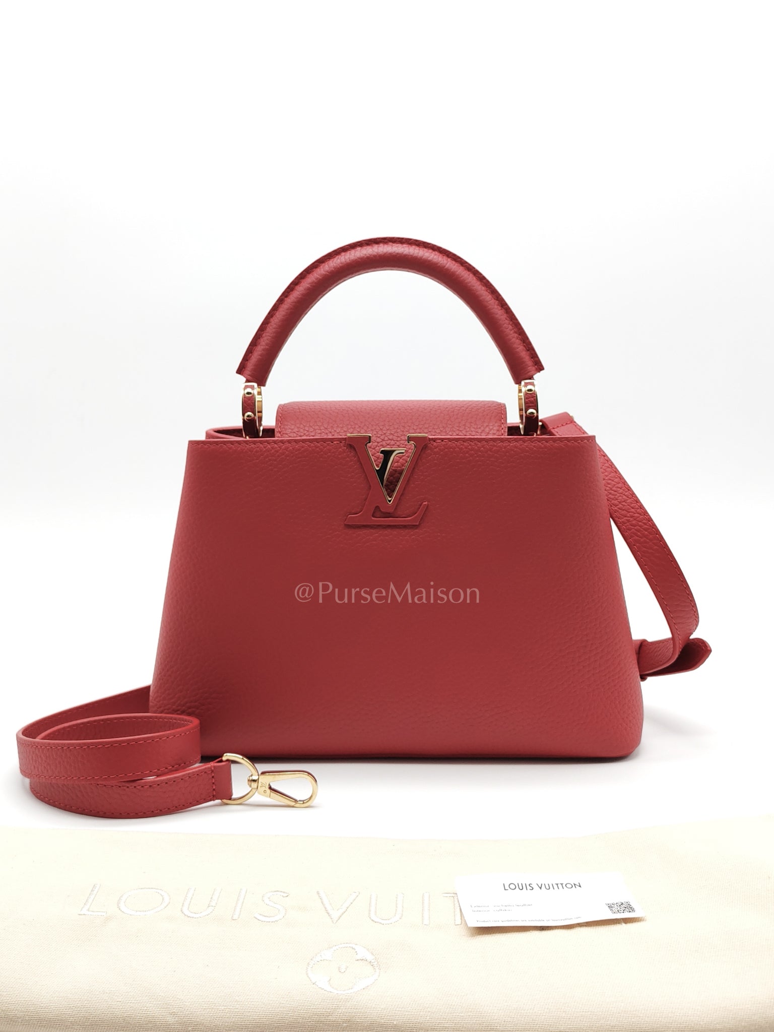 Capuccines BB in Red Taurillion Leather Two-Way Bag (Microchip) | Purse Maison Luxury Bags Shop