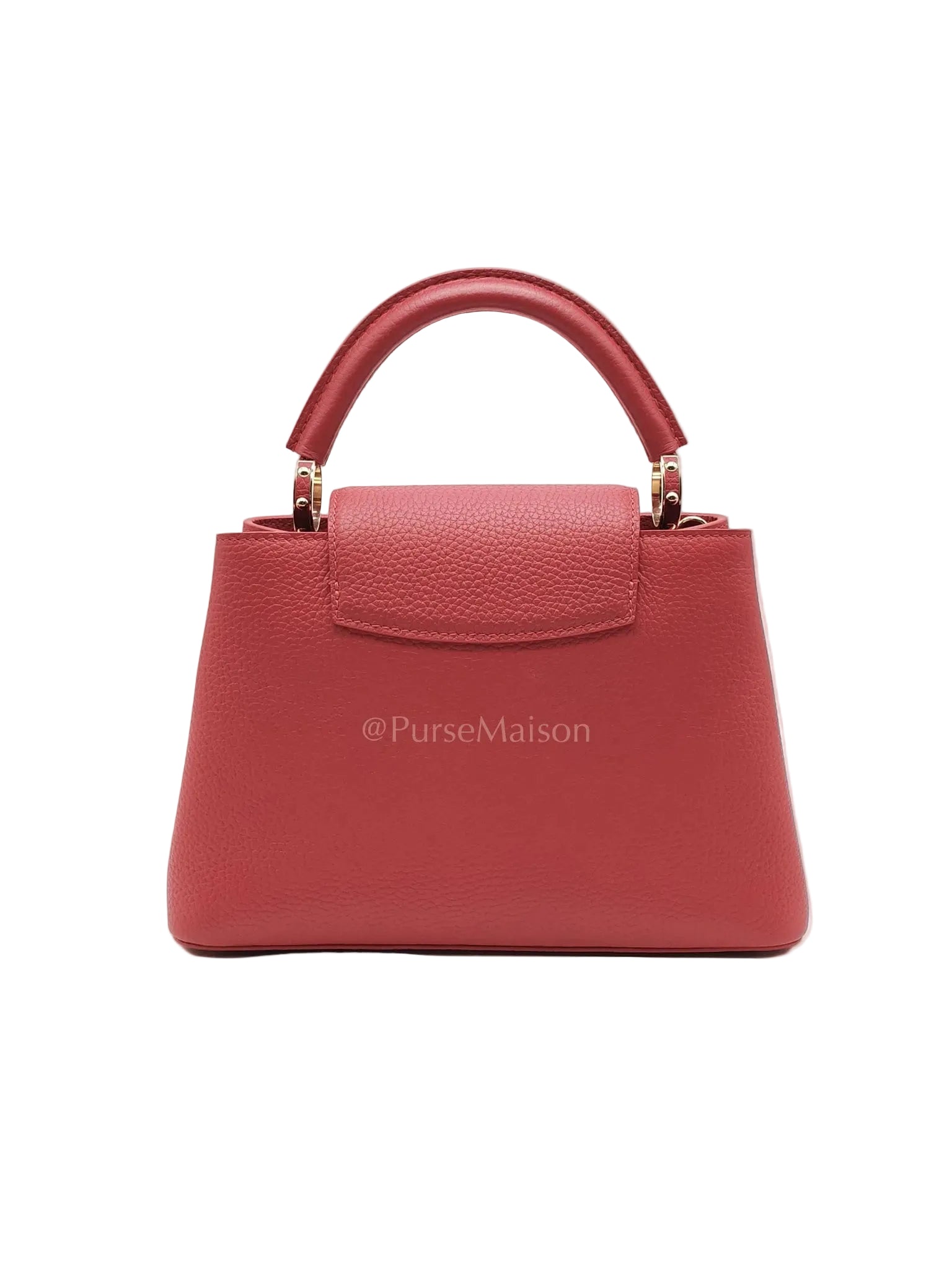 Capuccines BB in Red Taurillion Leather Two-Way Bag (Microchip) | Purse Maison Luxury Bags Shop
