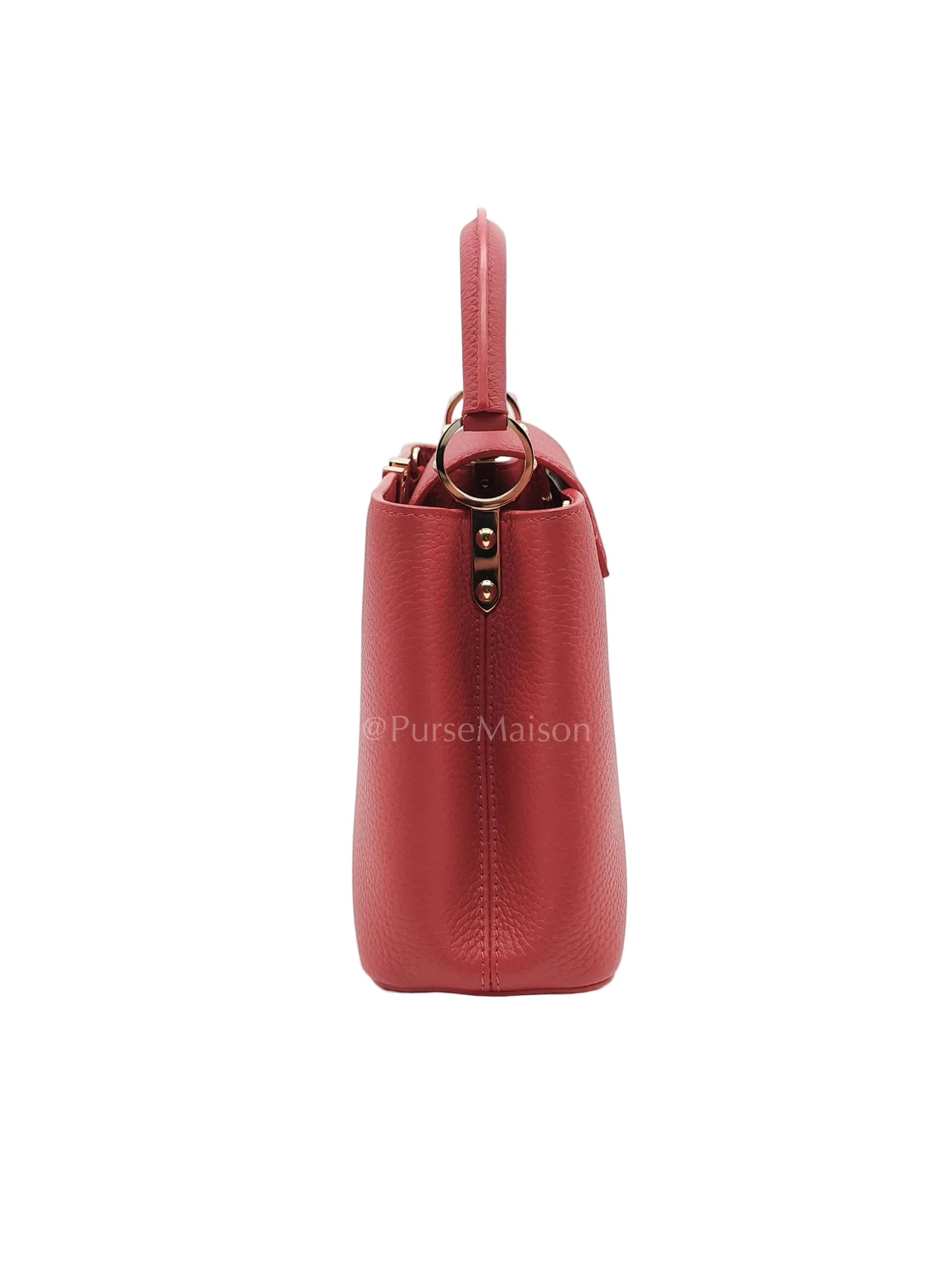 Capuccines BB in Red Taurillion Leather Two-Way Bag (Microchip) | Purse Maison Luxury Bags Shop