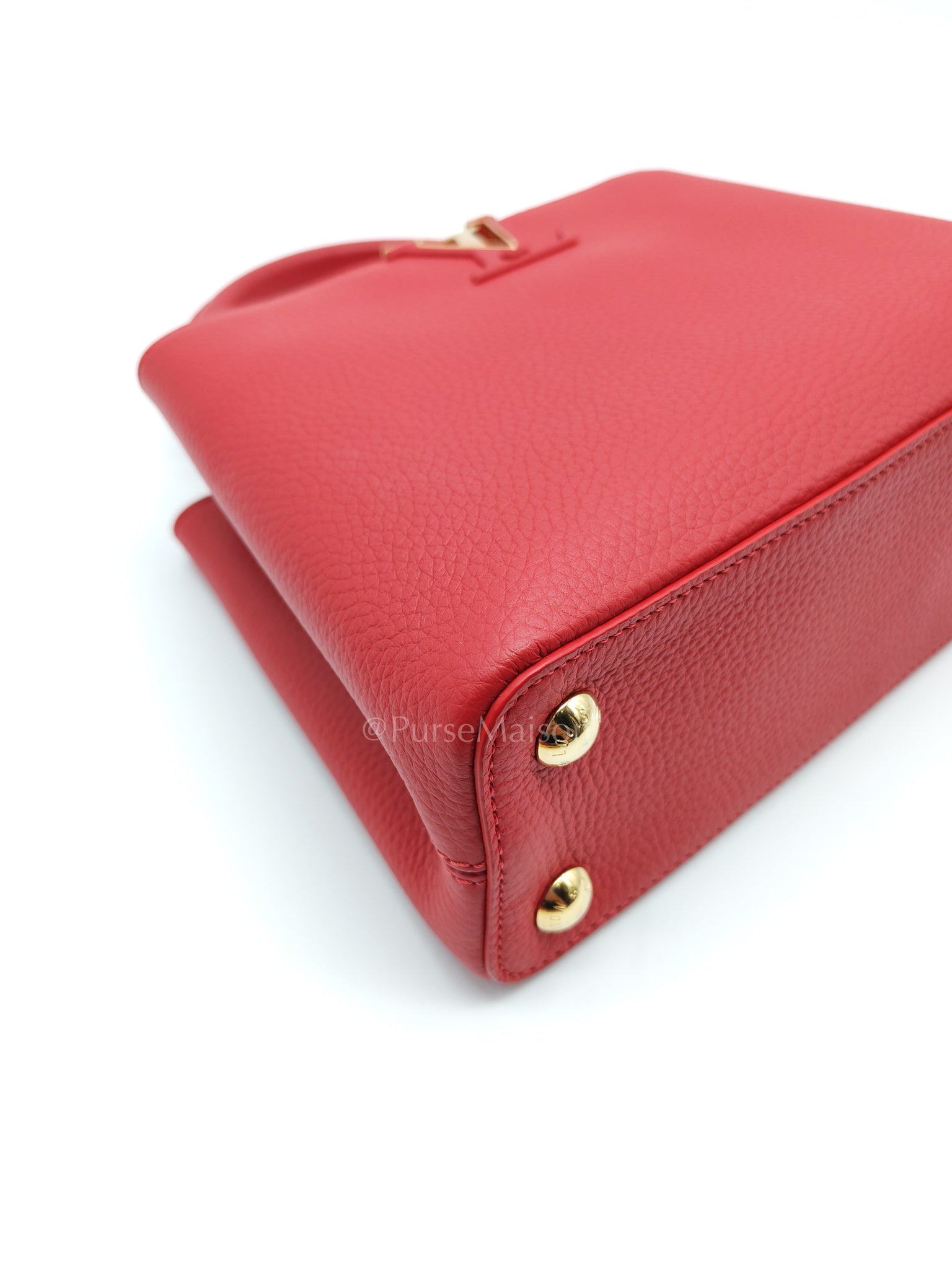 Capuccines BB in Red Taurillion Leather Two-Way Bag (Microchip) | Purse Maison Luxury Bags Shop