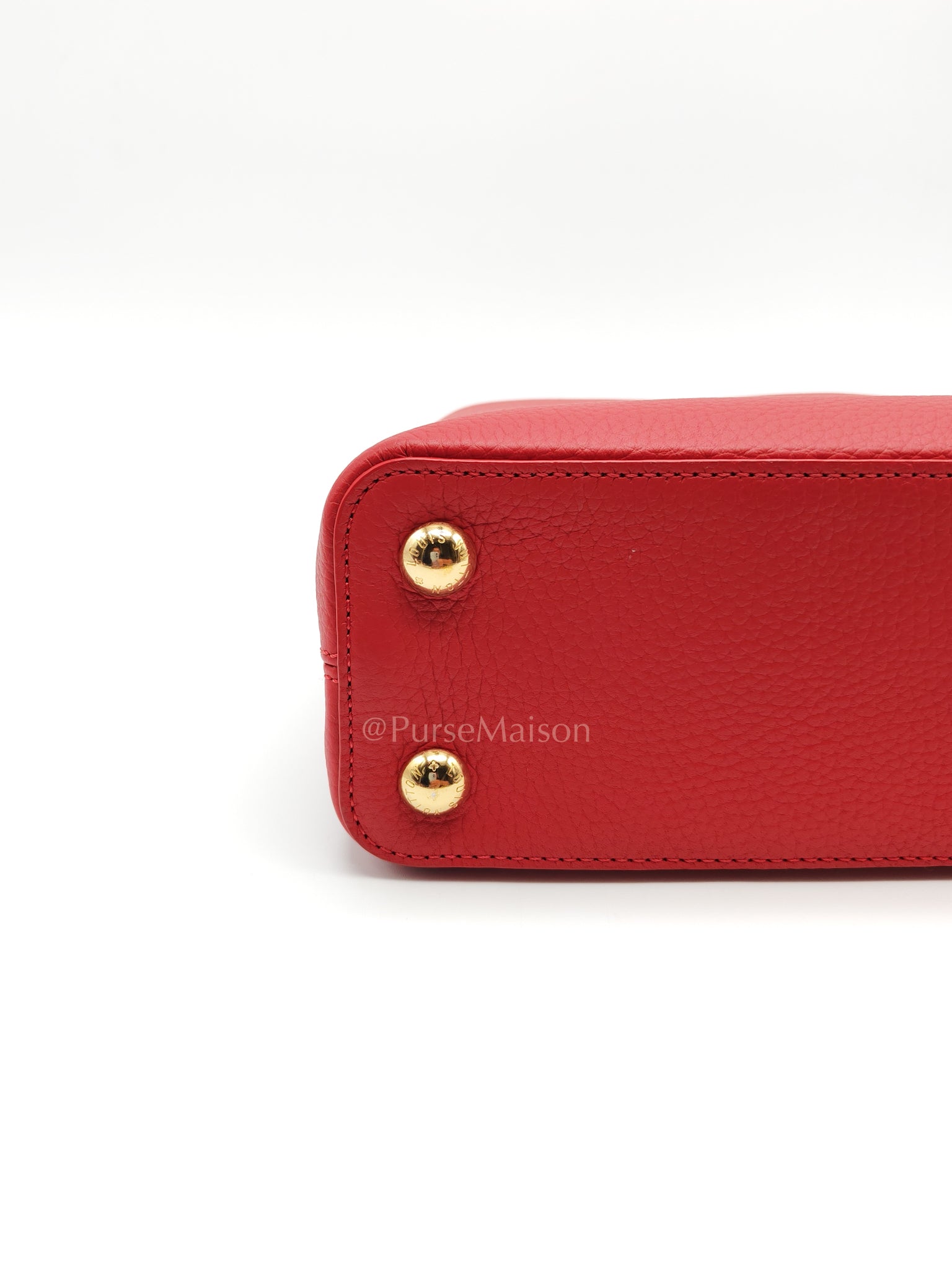 Capuccines BB in Red Taurillion Leather Two-Way Bag (Microchip) | Purse Maison Luxury Bags Shop