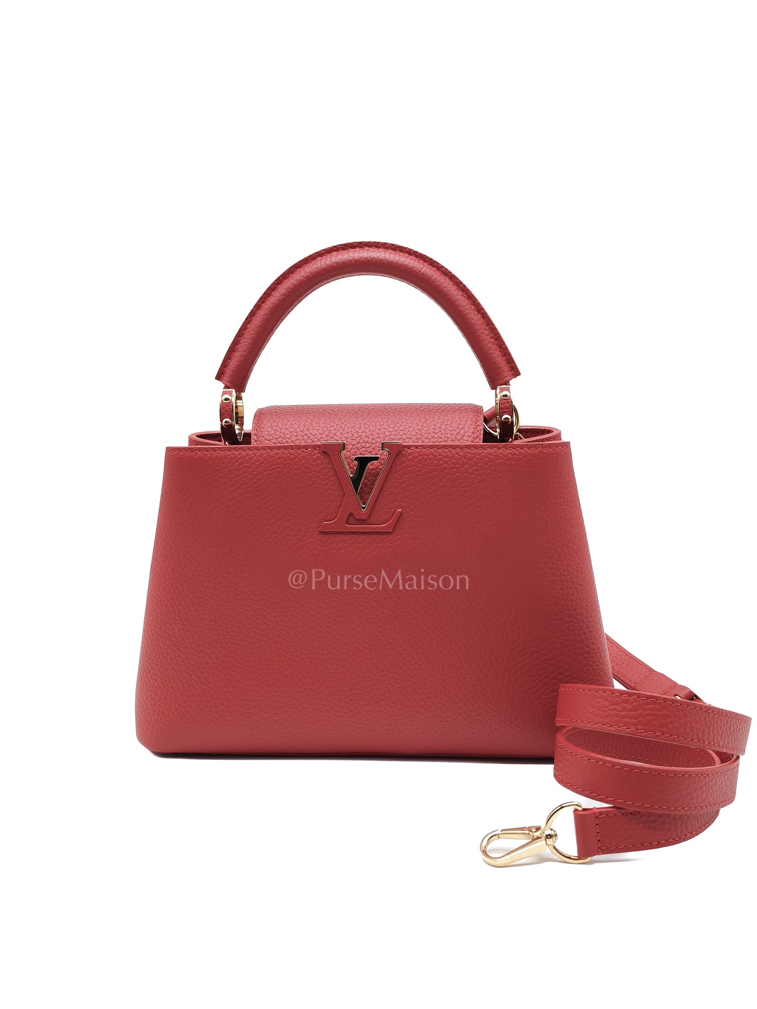 Capuccines BB in Red Taurillion Leather Two-Way Bag (Microchip) | Purse Maison Luxury Bags Shop
