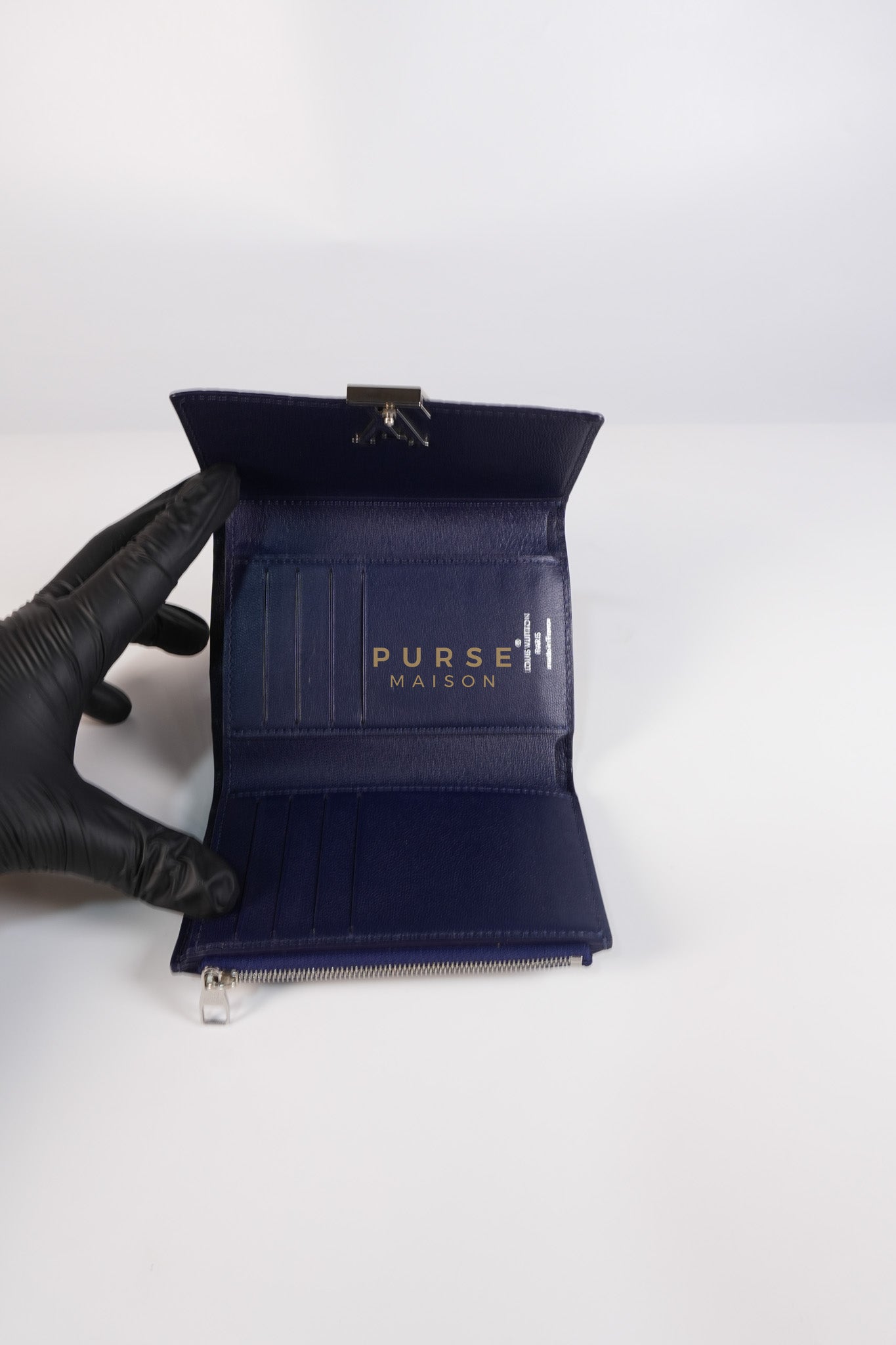 Capuccines in Violet Crocodile Leather Compact Wallet | Purse Maison Luxury Bags Shop