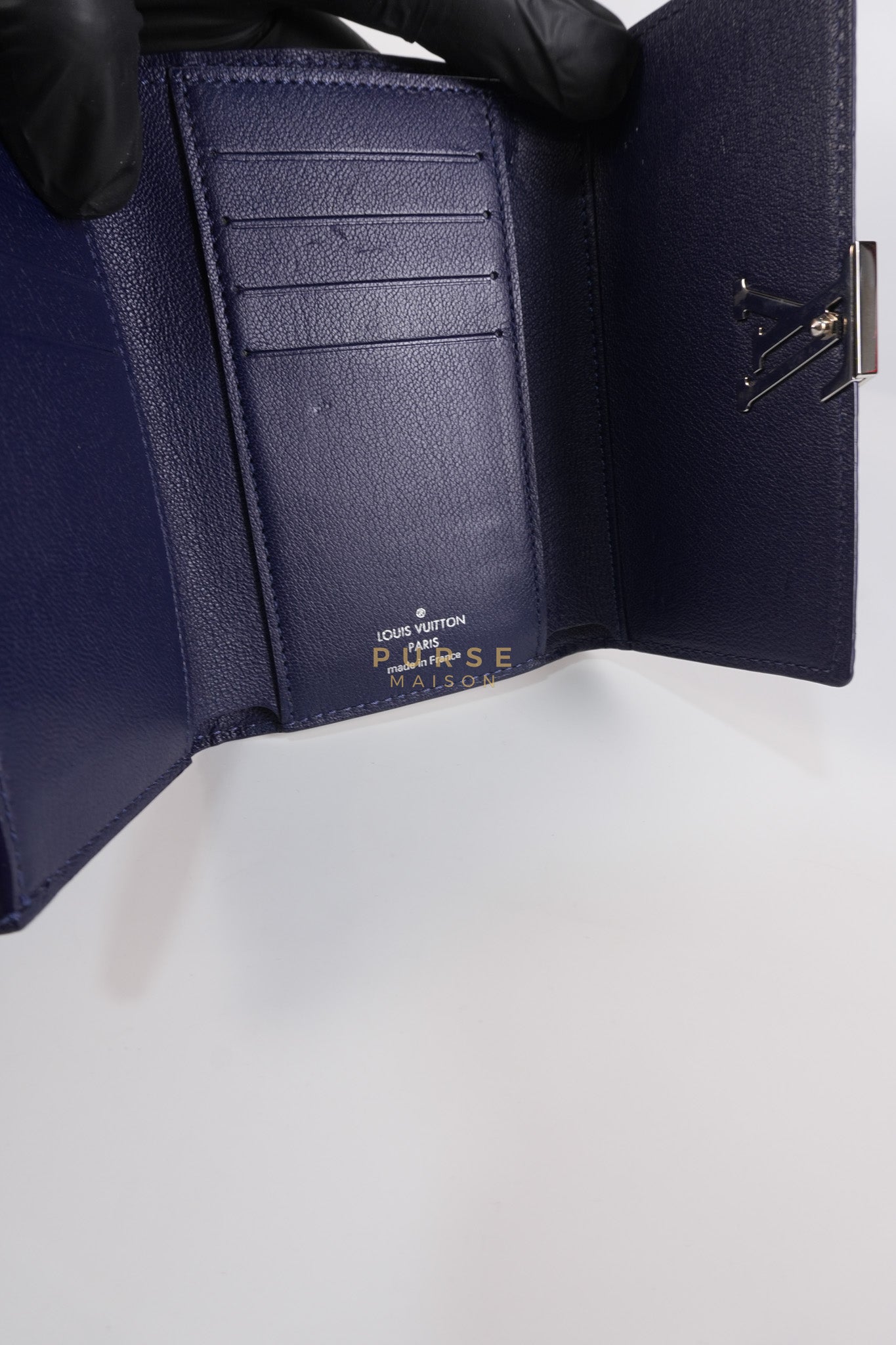 Capuccines in Violet Crocodile Leather Compact Wallet | Purse Maison Luxury Bags Shop