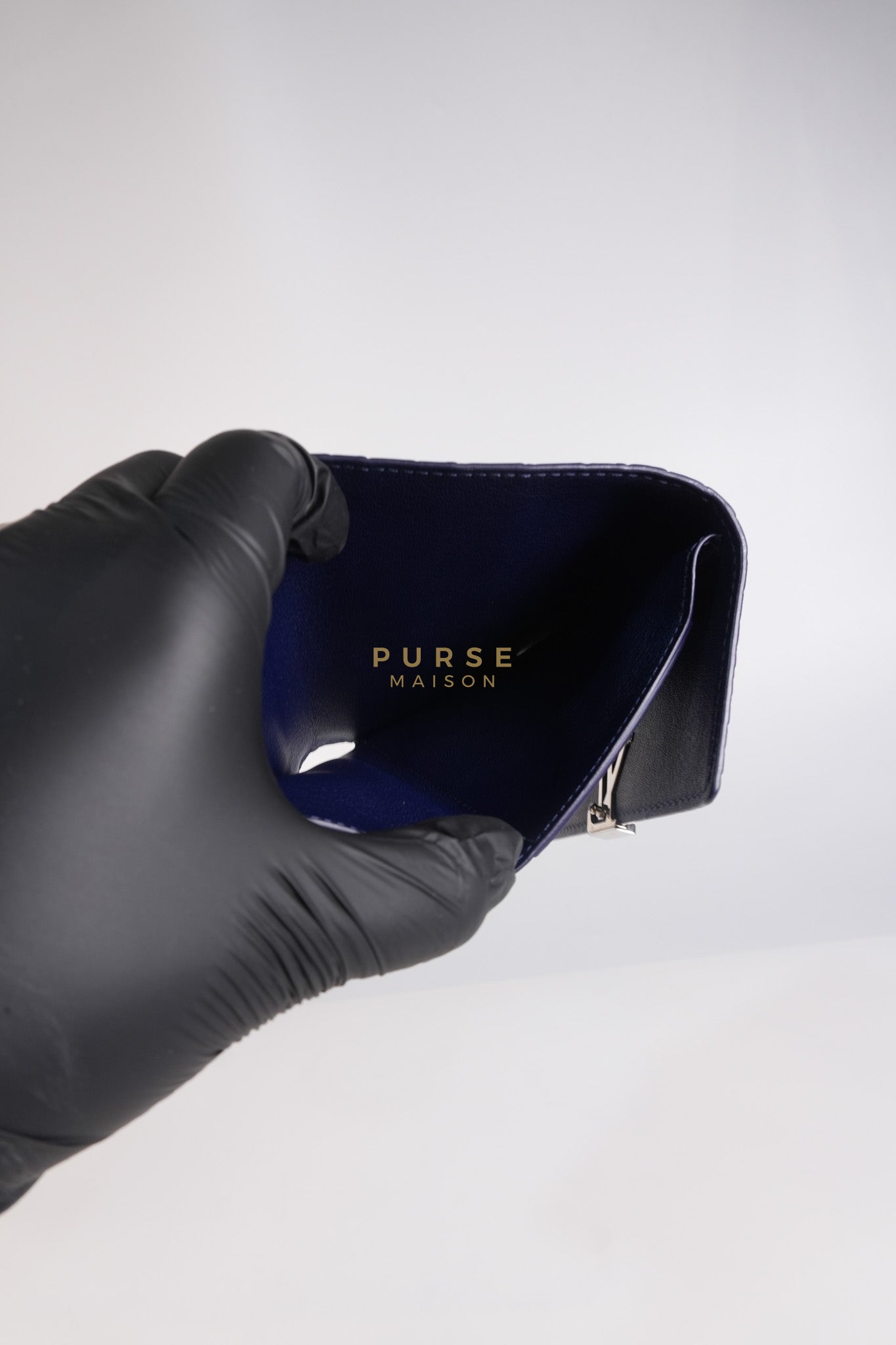 Capuccines in Violet Crocodile Leather Compact Wallet | Purse Maison Luxury Bags Shop