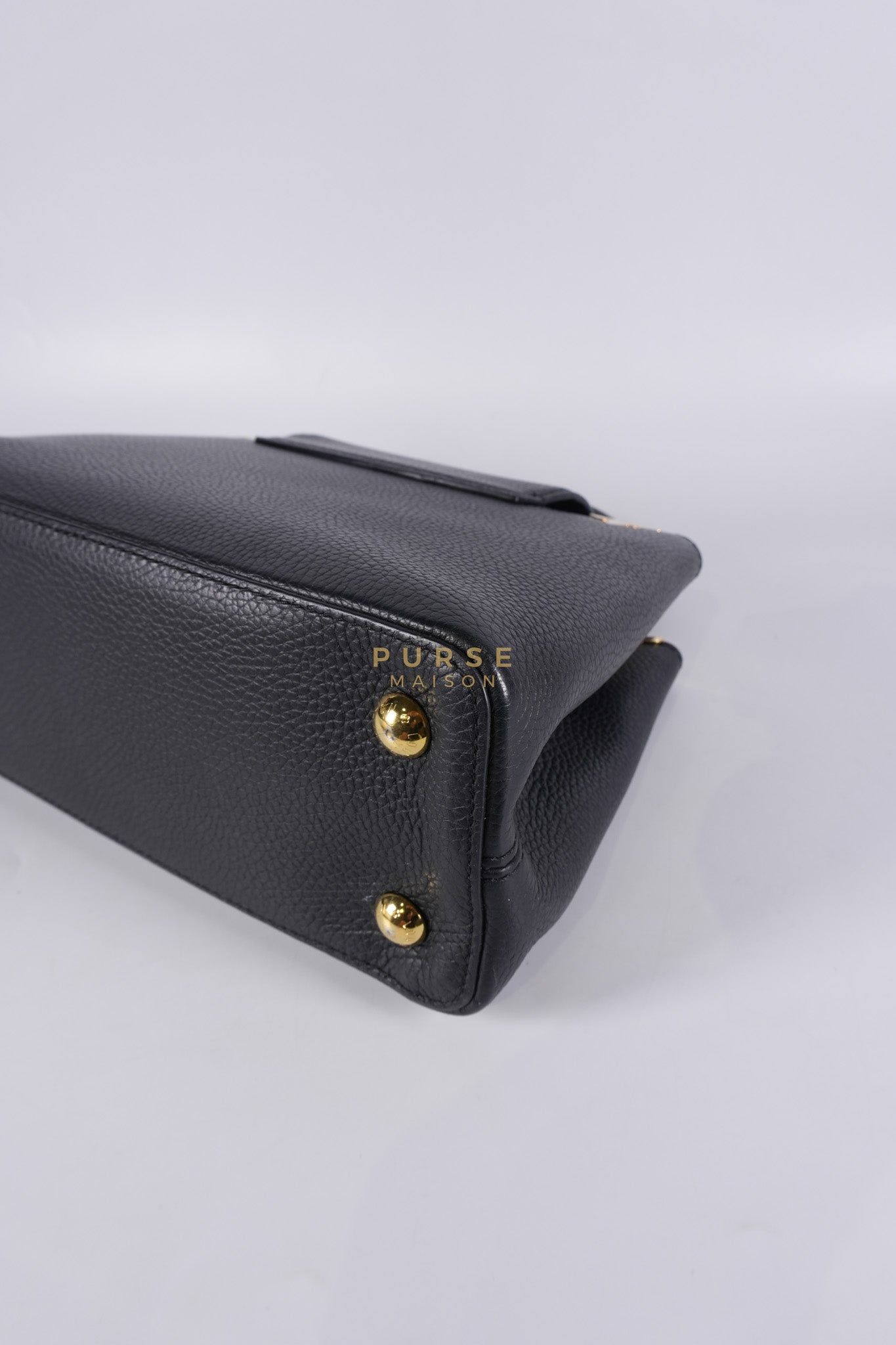 Capuccines PM Black Taurillon Leather and Gold Hardware | Purse Maison Luxury Bags Shop