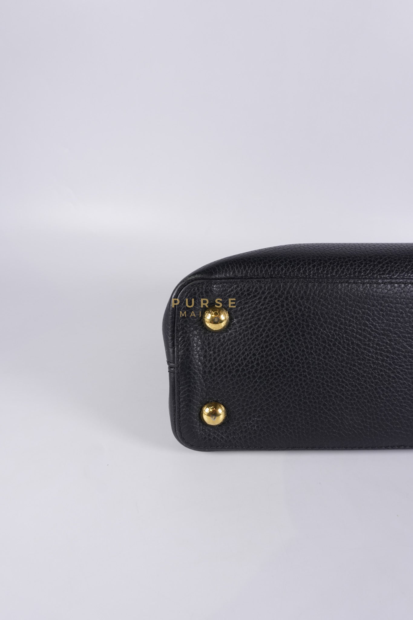 Capuccines PM Black Taurillon Leather and Gold Hardware | Purse Maison Luxury Bags Shop