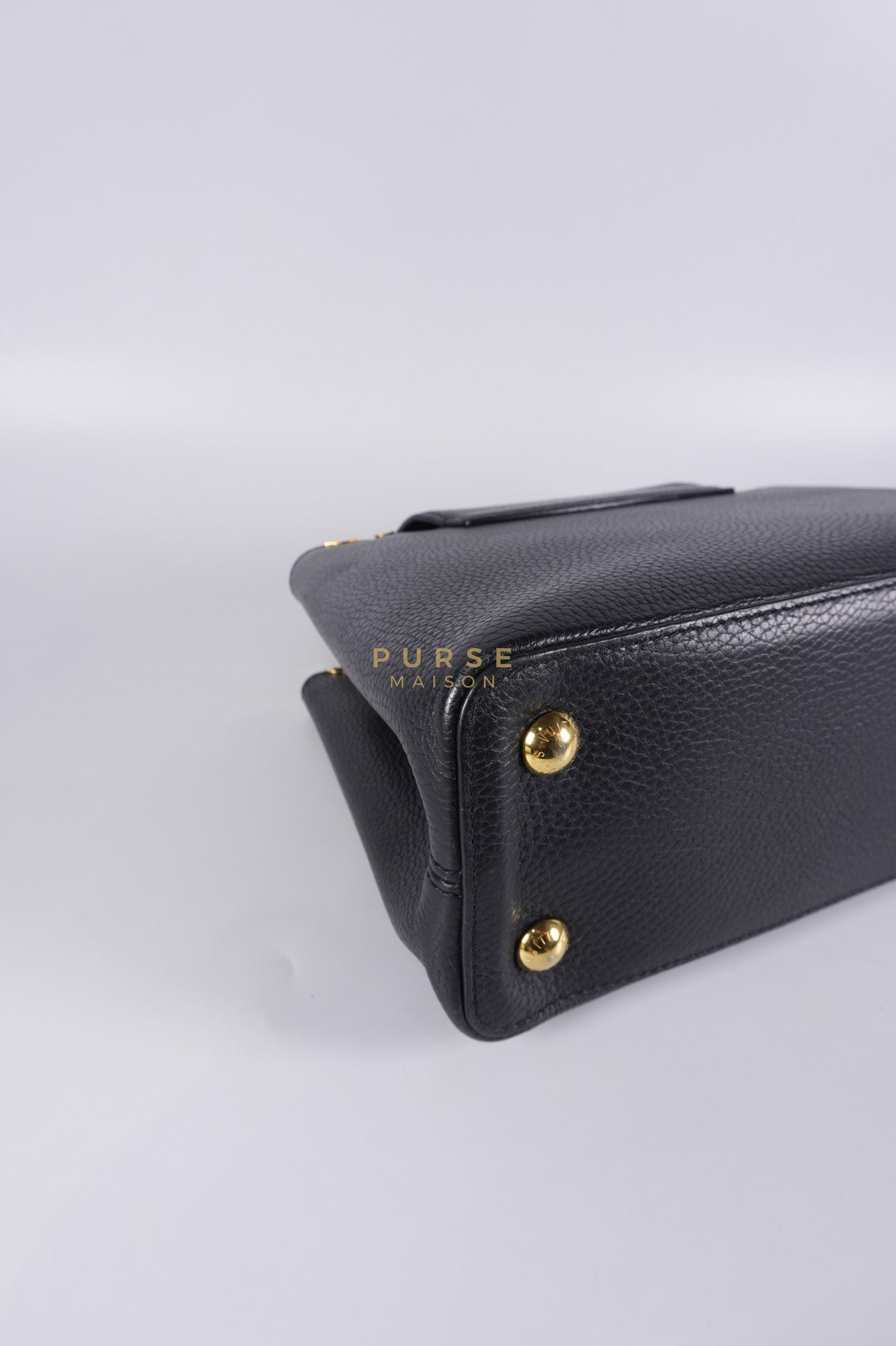 Capuccines PM Black Taurillon Leather and Gold Hardware | Purse Maison Luxury Bags Shop