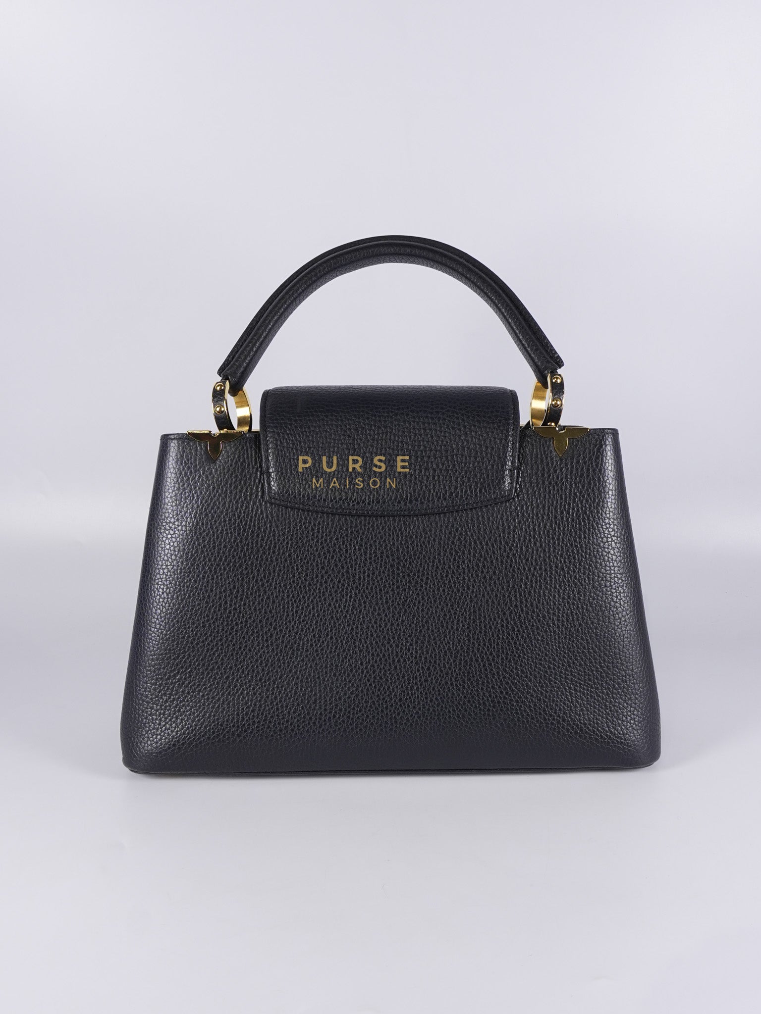Capuccines PM Black Taurillon Leather and Gold Hardware | Purse Maison Luxury Bags Shop