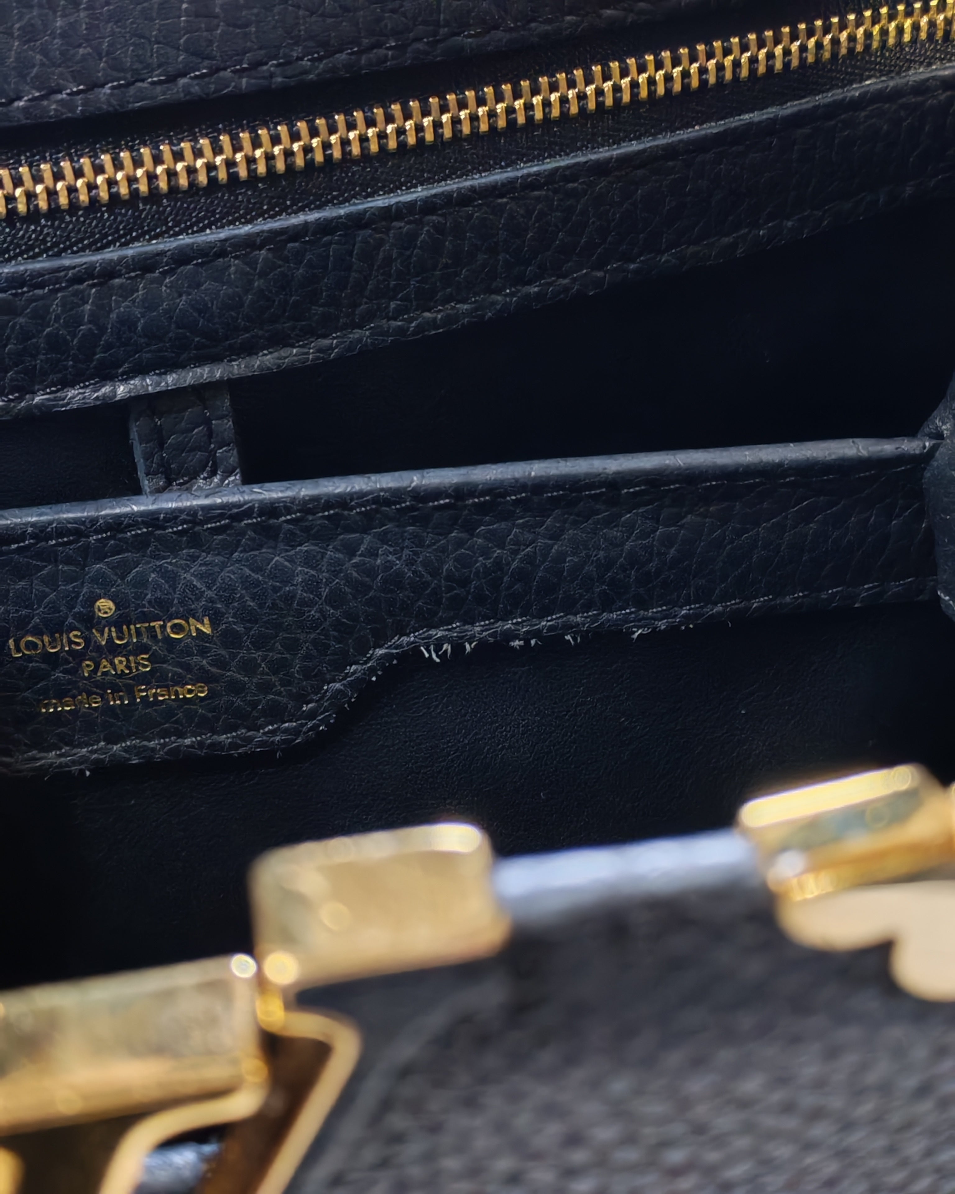 Capuccines PM Black Taurillon Leather and Gold Hardware | Purse Maison Luxury Bags Shop