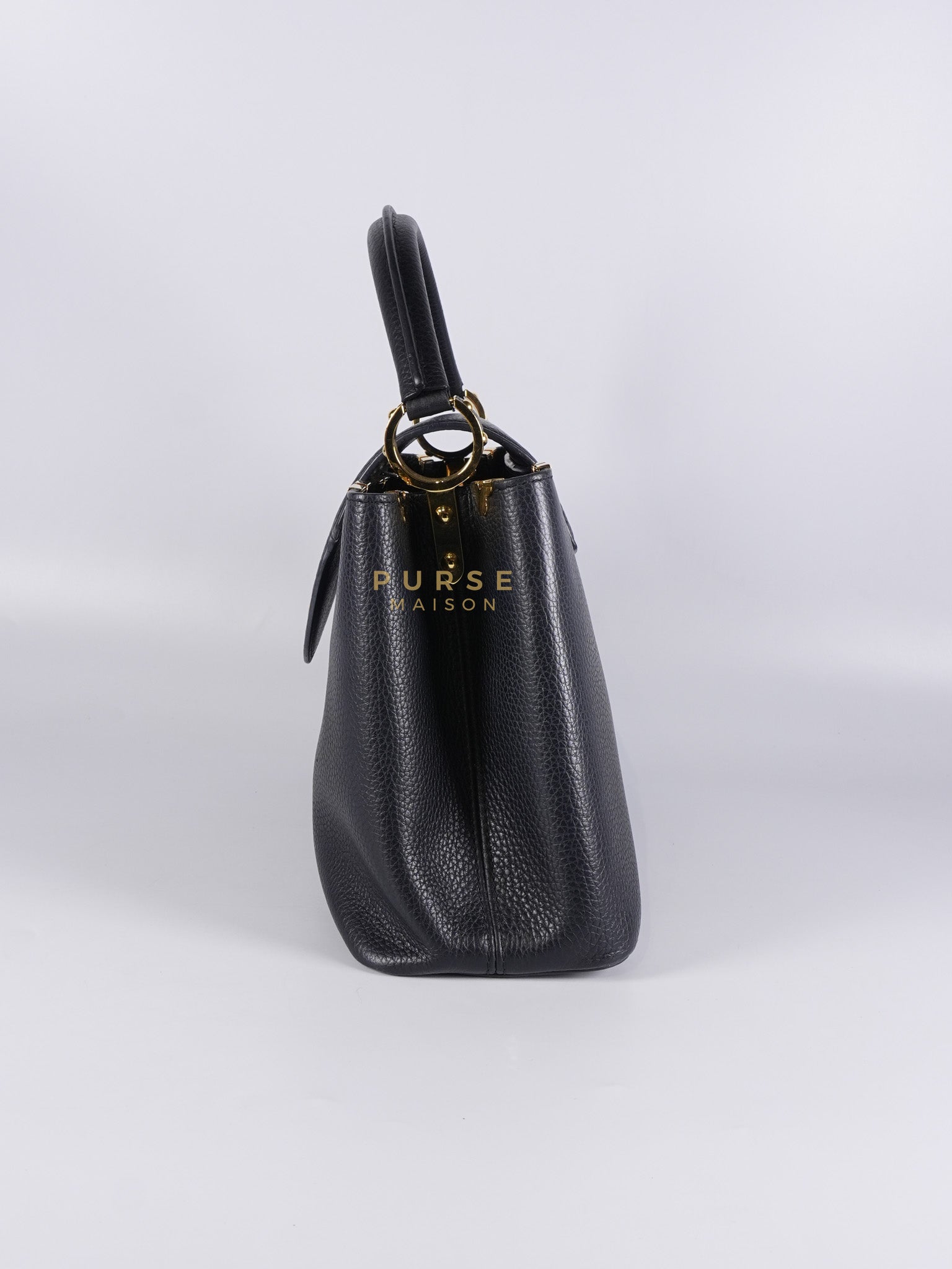 Capuccines PM Black Taurillon Leather and Gold Hardware | Purse Maison Luxury Bags Shop