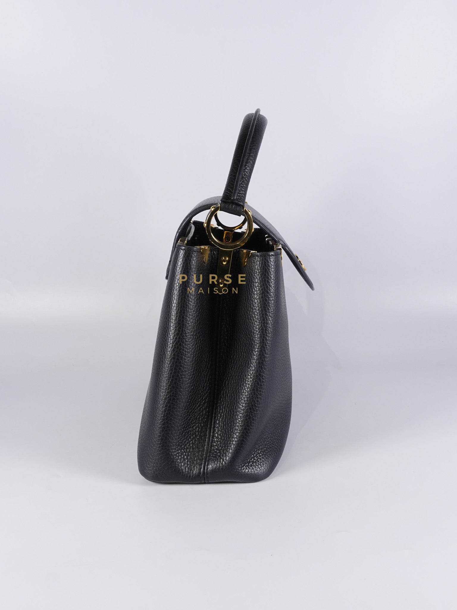 Capuccines PM Black Taurillon Leather and Gold Hardware | Purse Maison Luxury Bags Shop