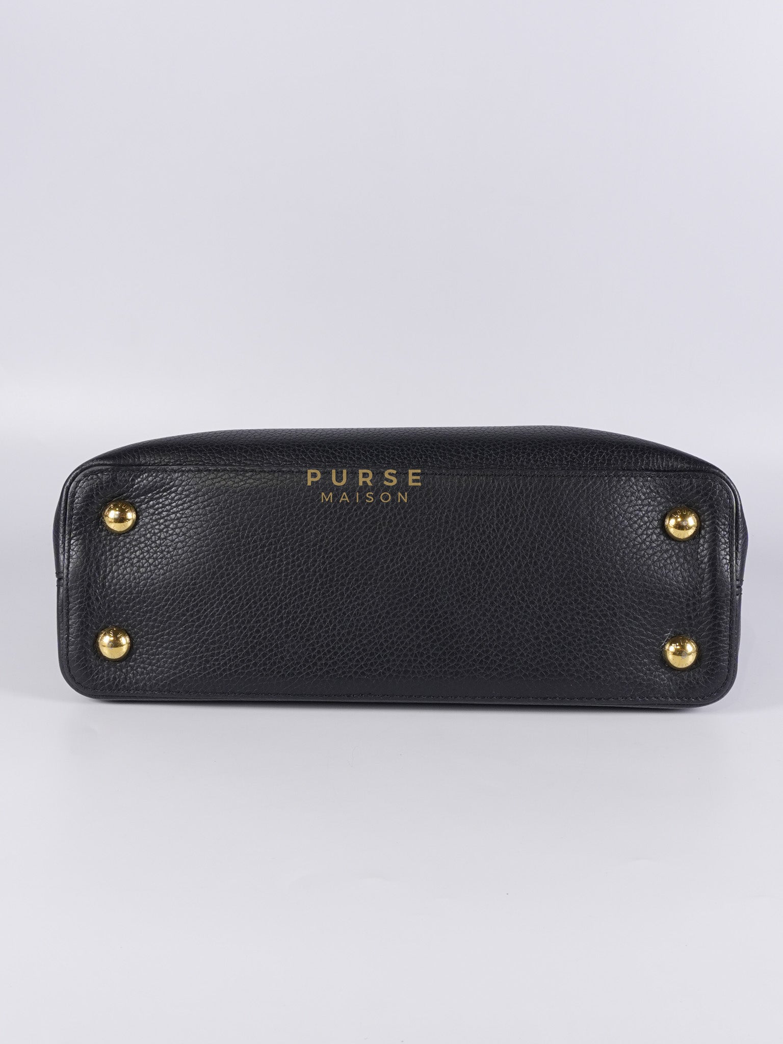 Capuccines PM Black Taurillon Leather and Gold Hardware | Purse Maison Luxury Bags Shop