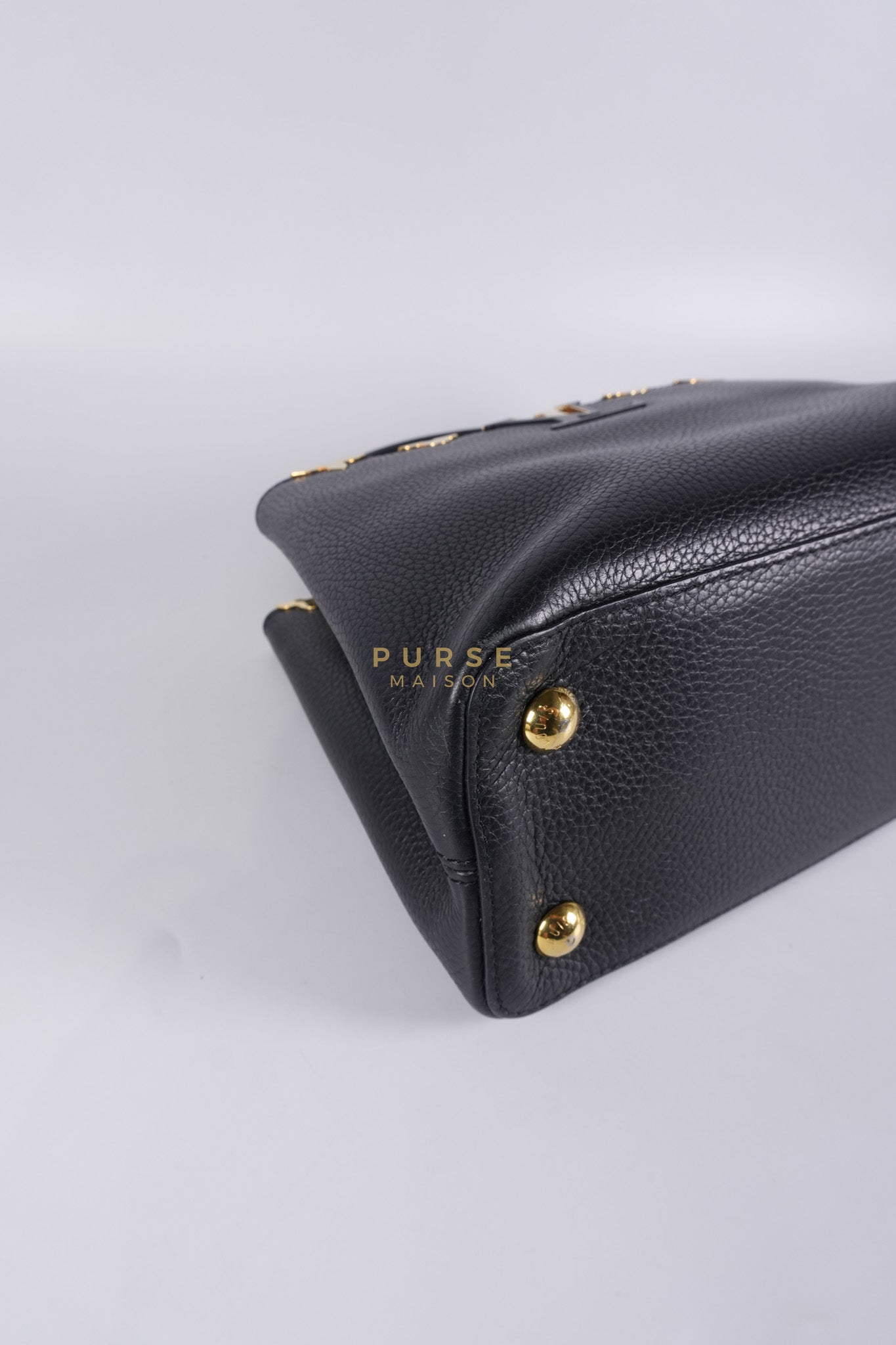 Capuccines PM Black Taurillon Leather and Gold Hardware | Purse Maison Luxury Bags Shop